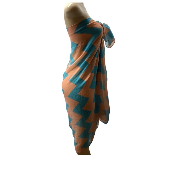Stylish Blue and Peach Women's Swim Cover-Up One Size - Picture 3 of 5